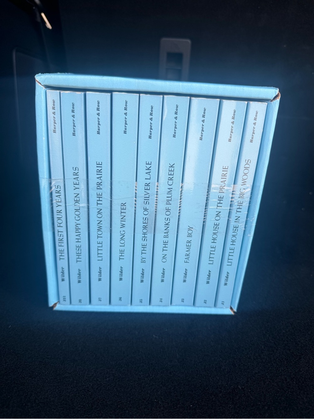 Vintage 1971 Laura Ingalls Wilder Book Box Set - Light Blue Slipcase